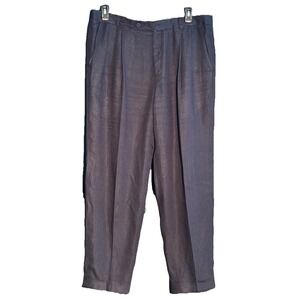 Men's‎ Ballin 100% Black Linen Relax Pleated Cuffed Four Pockets Pants 38x30